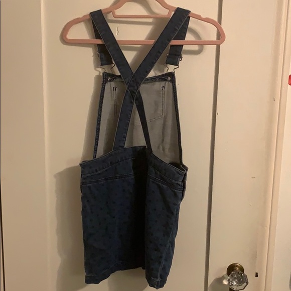 Girls faux denim polka dot skirted overalls - Picture 3 of 5